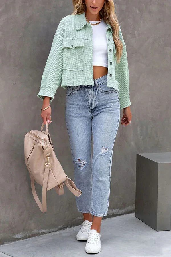 Riley - Urban Edge Waffle Knit Crop Jacket