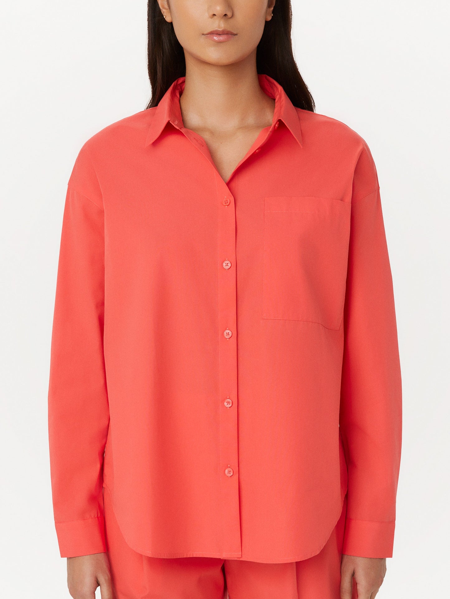 The Relaxed Poplin Shirt in Vibrant Red