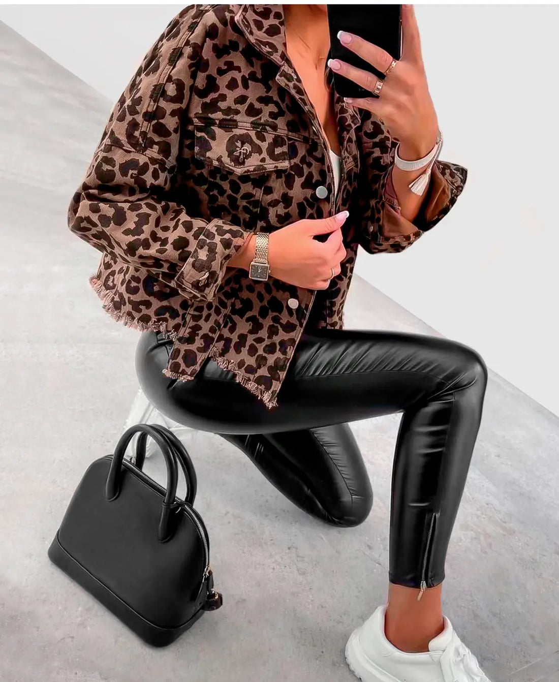 Striking Jacket with Leopard Print