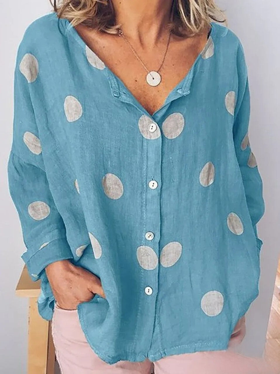 Sophia - Long Sleeve Polka Dot Shirt