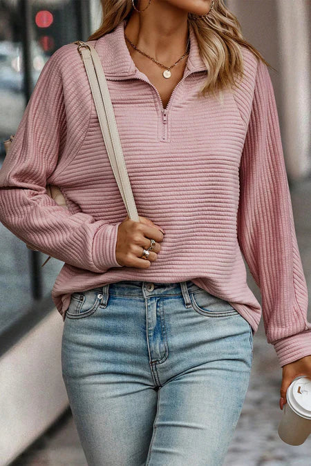 Sports Sweatshirt with Zipper and High Collar