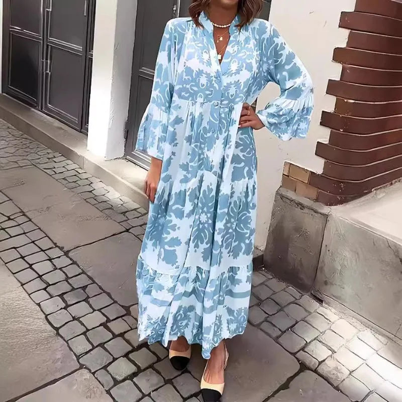 Isolde | Lace-Up Printed Shirt Dress