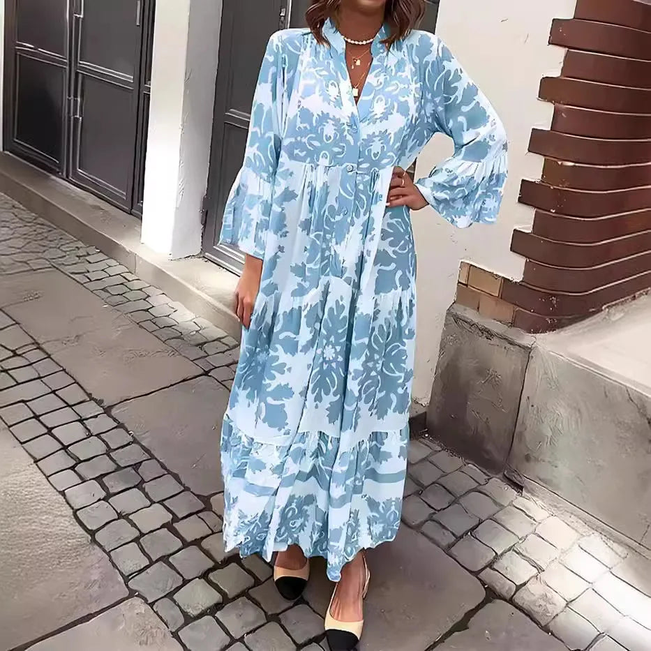 Isolde | Lace-Up Printed Shirt Dress