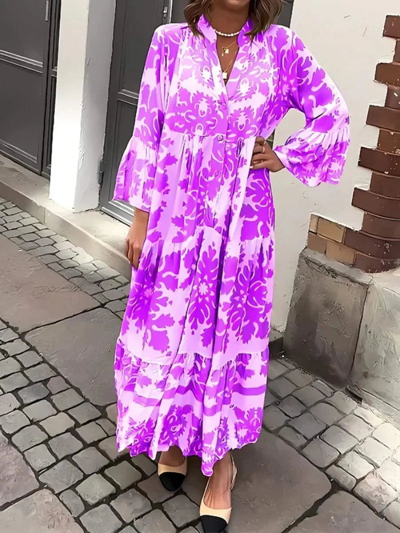Isolde | Lace-Up Printed Shirt Dress