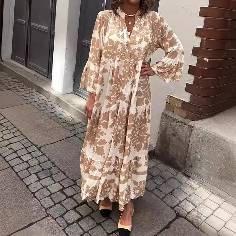 Isolde | Lace-Up Printed Shirt Dress