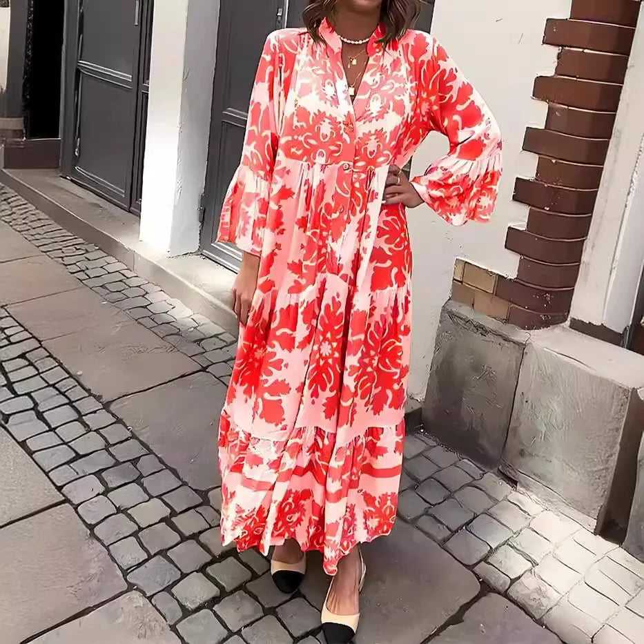 Isolde | Lace-Up Printed Shirt Dress