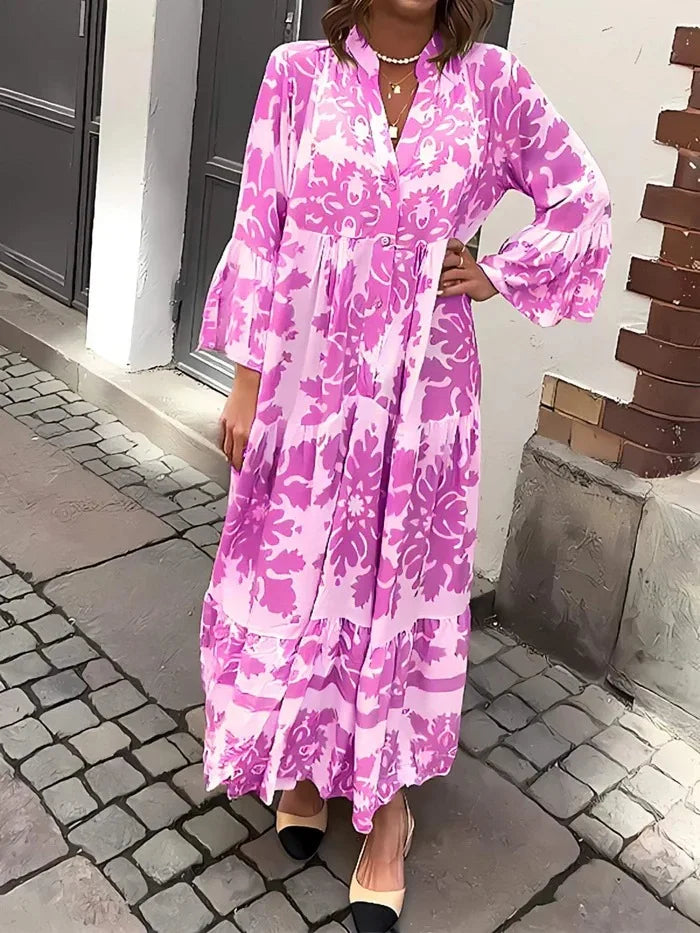 Isolde | Lace-Up Printed Shirt Dress