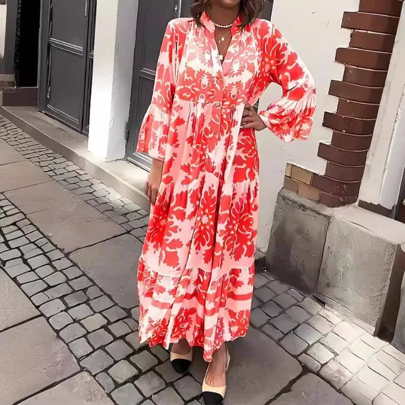 Isolde | Lace-Up Printed Shirt Dress