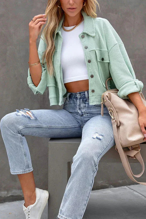 Riley - Urban Edge Waffle Knit Crop Jacket