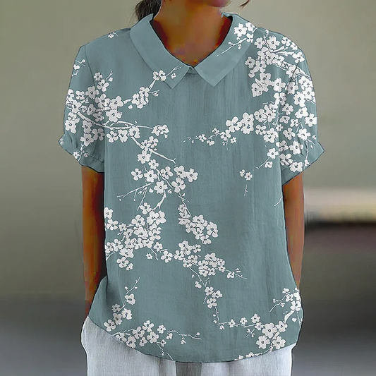 Natividad - Floral Japanese Cherry Blossom Patterned Relaxed Shirt