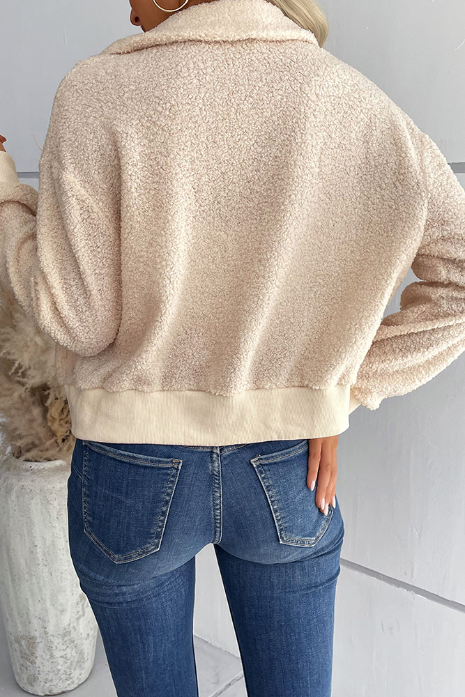 Elegant Jacket with Zipper and Turn-Down Collar
