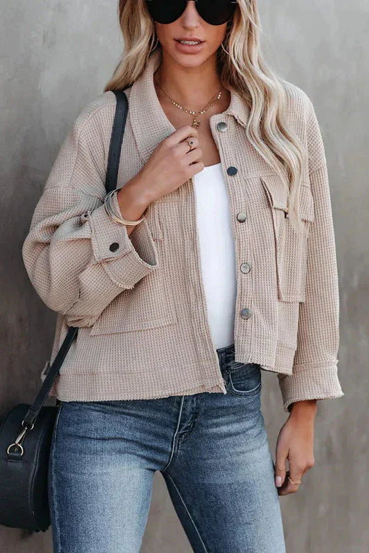Riley - Urban Edge Waffle Knit Crop Jacket