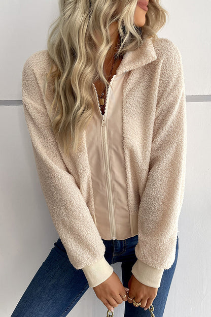 Elegant Jacket with Zipper and Turn-Down Collar