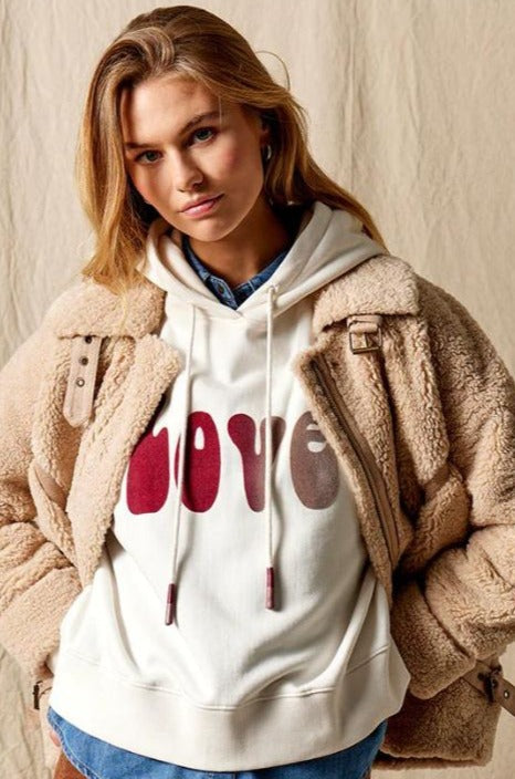 Five Jeans Sweatshirt SWH2305 Love Hoodie Cream