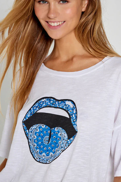 Five Jeans T-Shirt TSE2322 Mouth White & Blue