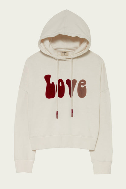 Five Jeans Sweatshirt SWH2305 Love Hoodie Cream
