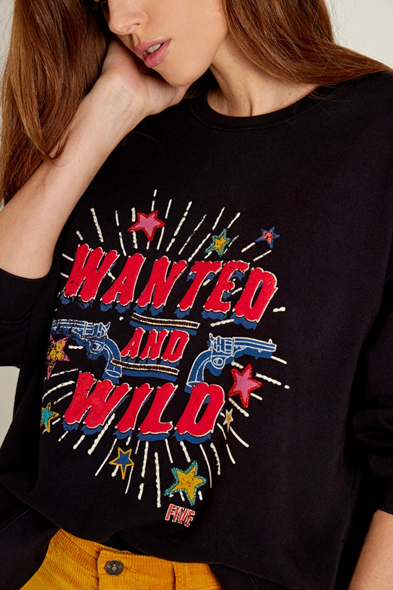 Five Jeans Sweatshirt SWH2314 Wanted & Wild Black.
