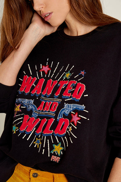 Five Jeans Sweatshirt SWH2314 Wanted & Wild Black.