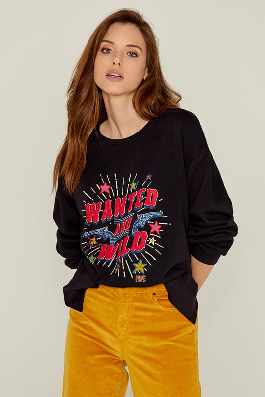 Five Jeans Sweatshirt SWH2314 Wanted & Wild Black.