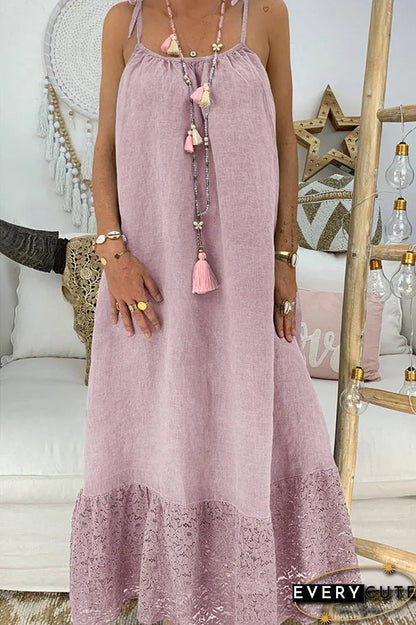 Dana - Knotted Lace Panel Shirt Dress