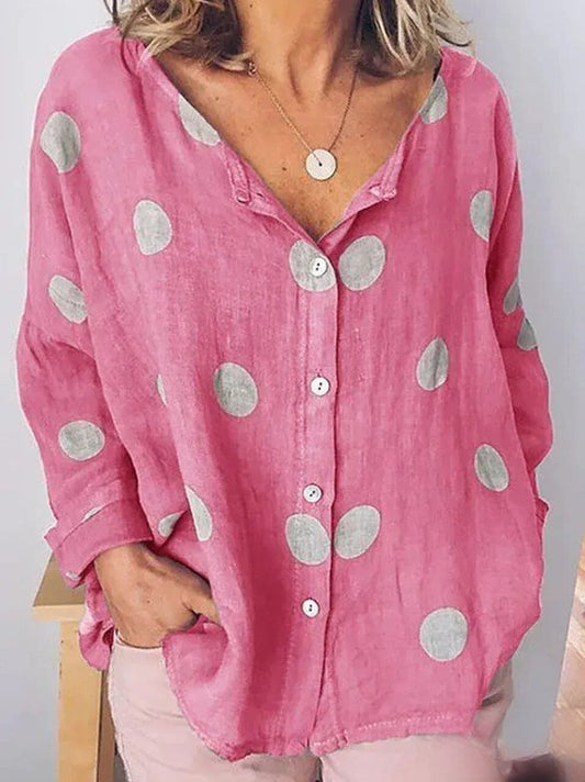 Sophia - Long Sleeve Polka Dot Shirt
